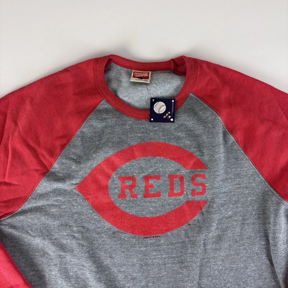 New Homage Cincinnati Reds Crewneck Pullover XL Red/Gray NWT Soft